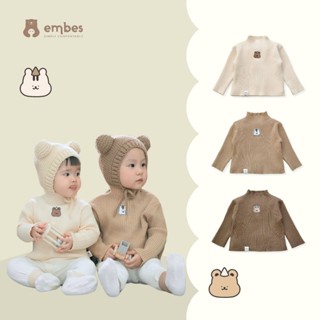 Áo Len Cao Cổ Cho Bé Embes, Áo Len Tay Dài Cổ 3 Phân Mặc Thu Đông Cho Bé Trai Bé Gái Size 8kg-18kg