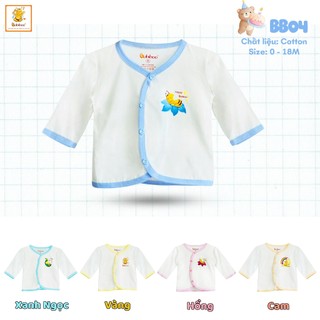 COMBO 5 Áo sơ sinh Babiboo Áo Trắng Viền Màu Cúc Cài Tiện Lợi , cotton mềm cho Bé Từ 0-18 Tháng BB04