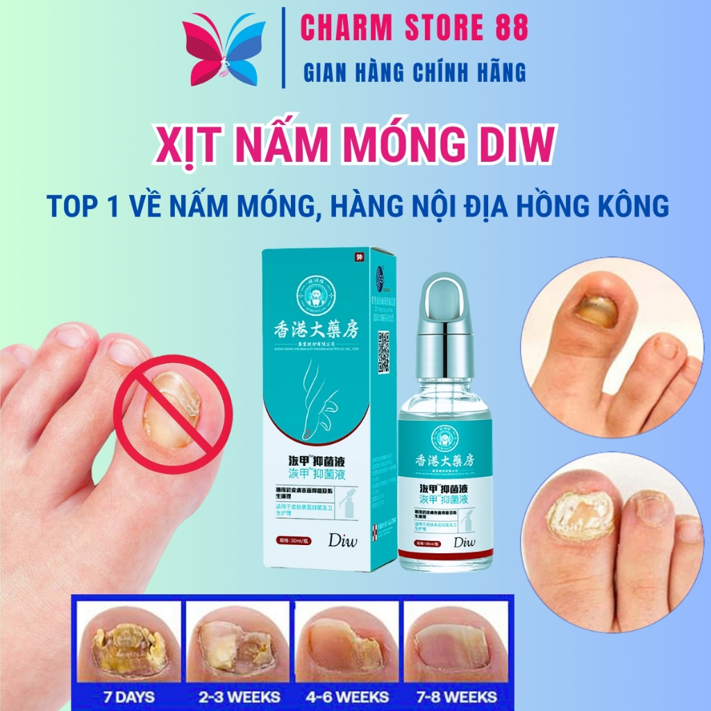  Xịt nấm móng tay chân nội địa Trung DIW 30ml  ngăn ngừa nấm móng dưỡng móng kháng khuẩn 