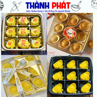 50 Hộp 9 ngăn bánh dứa thỏi vàng 50g - Hộp đựng 9 bánh mochi - 9 bánh lava trứng chảy - 9 cái bánh rau câu