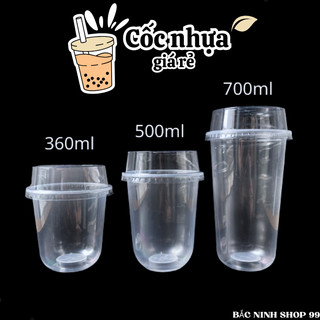  50 chiếc cốc nhựa đáy bầu 360ml - 500ml - 700ml đựng trà sữa 