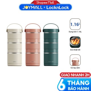Bộ 3 hộp cơm giữ nhiệt LocknLock LHC8058, Hàng chính hãng, thép không gỉ 304, có tay xách - JoyMall