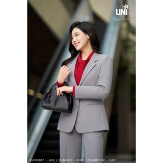  Set Bộ Áo Vest Và Quần Suông Nữ UNIVTH Công Sở Phối Cúc Có Đệm Vai Cao Cấp 5UV0207 - 2UQB0102 - GI0 3UA0323 - DO0 