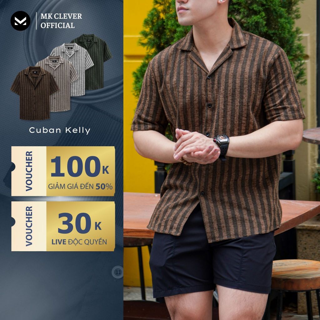 Áo sơ mi nam Kelly MK CLEVER chất vải đũi thoáng mát, form regular dễ mặc, phong cách trẻ trung