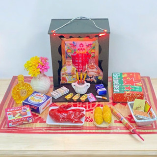 Bàn thờ mini mô hình bàn thờ ông địa thần tài mini trang trí để bàn làm việc văn phòng