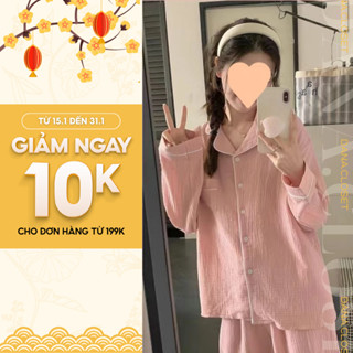 Bộ Ngủ Nữ Dài Tay Hàng Cao Cấp, Đồ Bộ Mặc Nhà Bigsize Vải Đũi Xốp Hoạ Tiết Kẻ Caro Lên Dáng Cực Xinh