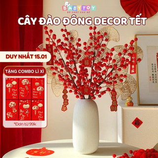  Cành Đào Đông Cherry 10 nhánh Quả Cắm Bình Hoa Trang Trí Tết Hàng Cao Cấp Loại 1 T11 