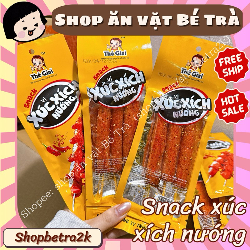 (Combo 10 gói) Snack hình xúc xích nướng cay cay, combo ăn vặt