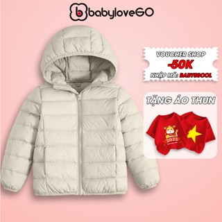 Áo phao cho bé BabyloveGO, áo khoác lông vũ giữ nhiệt mùa đông cho bé siêu ấm áp