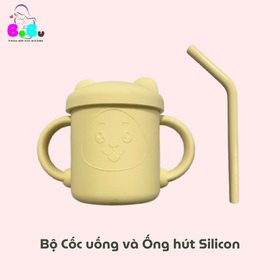 Bộ Cốc uống Silicon và Ống hút Silicon BeBu cho bé