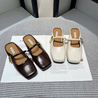 Sục búp bê nữ mũi vuông đế dẻo êm tiện lợi chất liệu da lỳ phong cách đơn giản  hàng QC A187