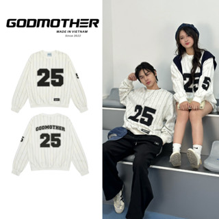 Áo Sweater Số 25 Kẻ Sọc GODMOTHER Áo Nỉ 2 Da Thu Đông Ấm Áp Mềm Mịn Dày Dặn Phong Cách Basic Menswear
