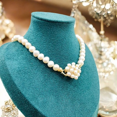 Vòng Cổ Ngọc Trai 7ly Mặt Tim Chùm Trai Nhỏ Xinh Xắn - Ngọc Trai Trường Thịnh
