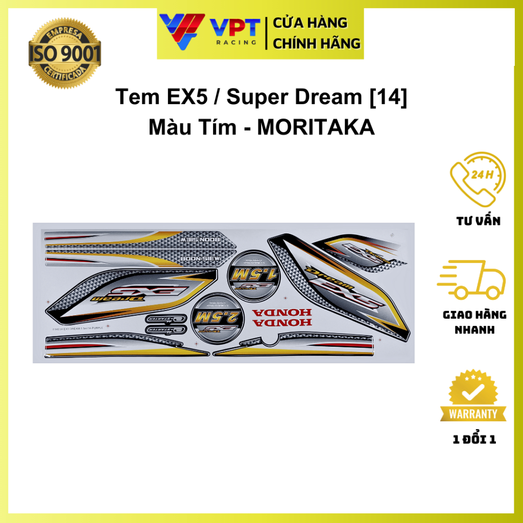 Tem EX5, Super Dream tím - chính hãng MORITAKA Malaysia F1451H-EX5