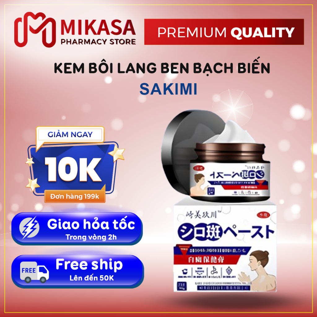Kem Bôi Bạch Biến SAKIMI Nhật Bản - Kem SAKIMI Bôi Lang Ben, Bạch biến, Hắc Lào Khôi Phục Làn Da Đều Màu 30gr