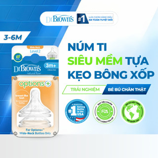  Núm Ti Dr Browns Cổ Rộng - Núm Vú Ty Bình Sữa Cho Bé Sơ Sinh An Toàn Mềm Mại Đàn Hồi Như Bú Mẹ 