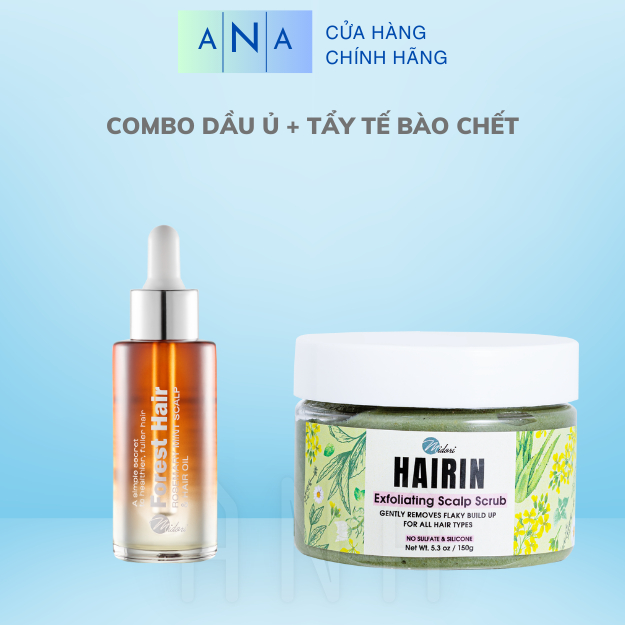 COMBO DẦU Ủ FOREST HAIR Rosemary Mint Scalp and Hair Oil kích mọc tóc VÀ TẨY TẾ BÀO CHẾT HAIRIN