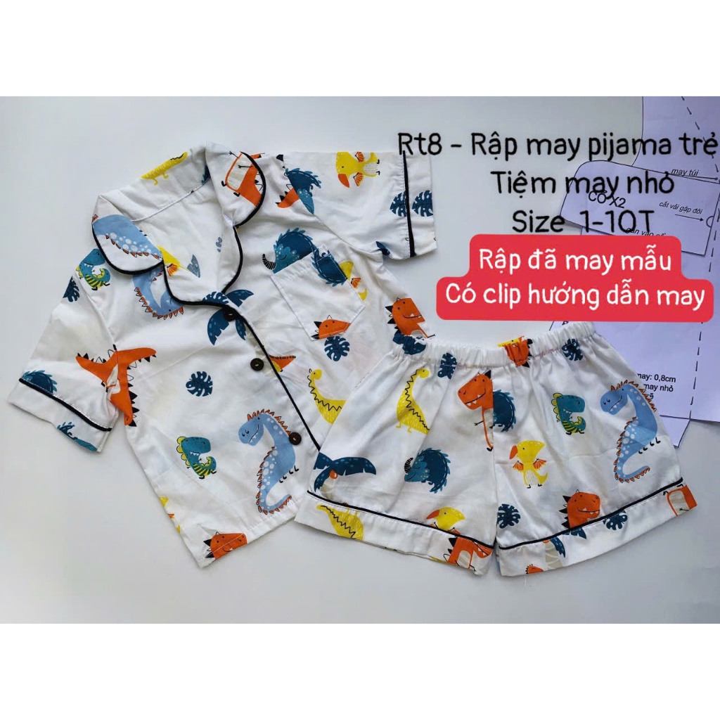 RT8_ Rập giấy may pijama bé trai