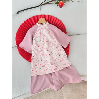 P'ti chou Áo dài Cát Nhi cho bé gái Tex nhung mềm mại 10kg đến 30kg