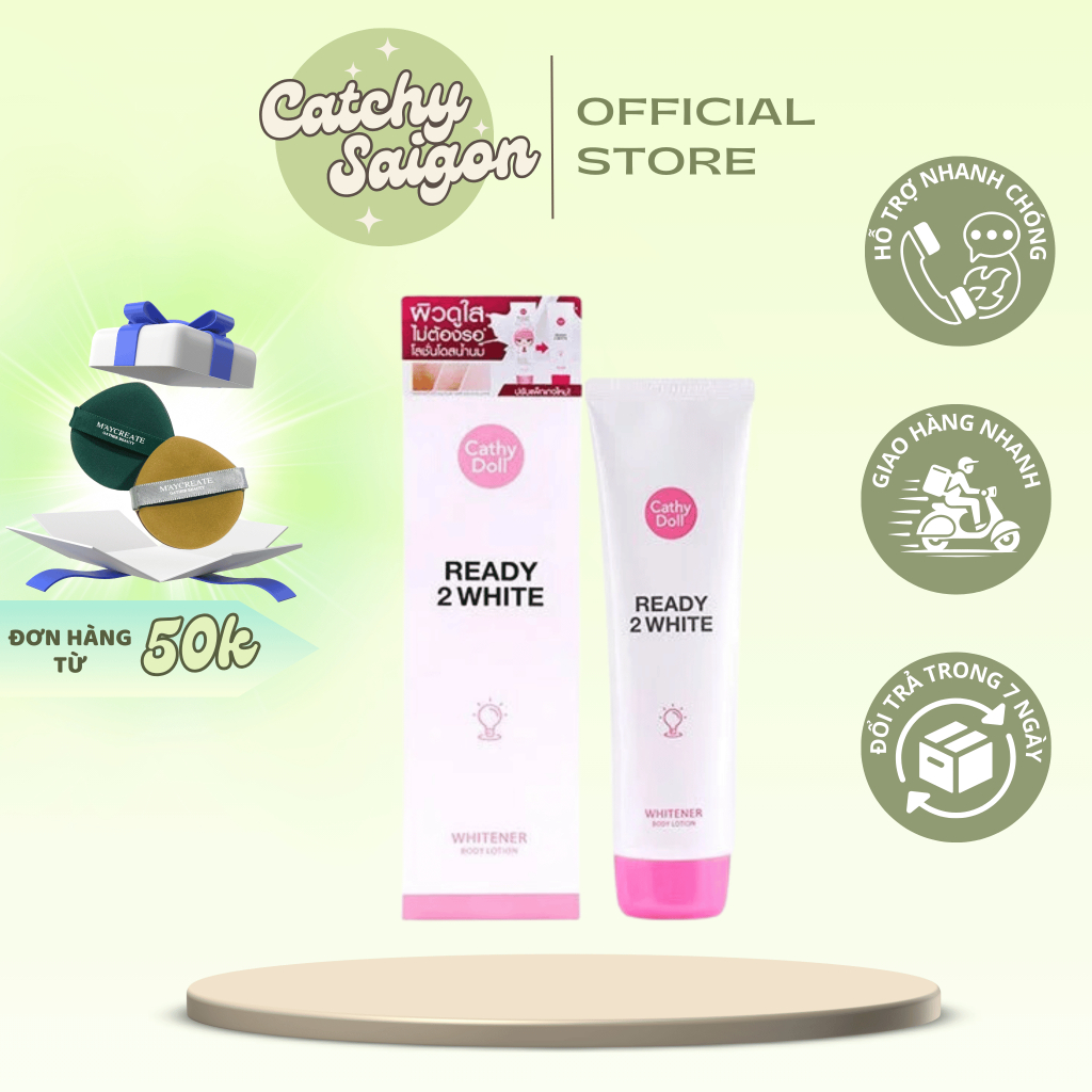 [CATHY DOLL] Sữa Dưỡng Thể Cathy Doll Ready 2 White, Dưỡng Da & Nâng Tone Body 150ml Thái Lan