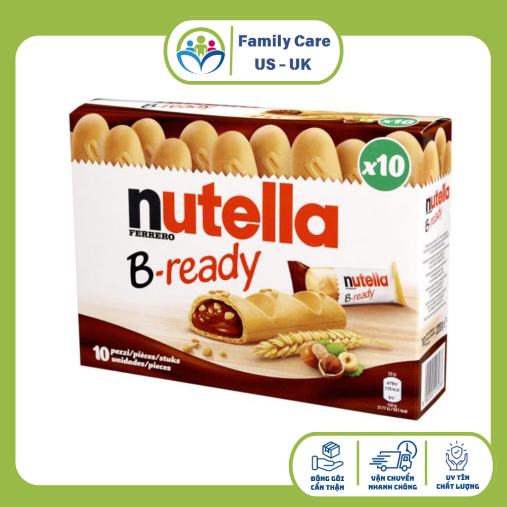 Date 10/2025 Nutella B-ready - Bánh Nutella nhân kem socola hộp 10 gói bánh