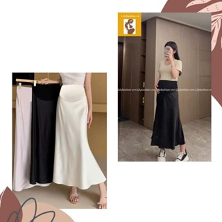 Chân váy bầu dáng dài đuôi cá có chun khuy điều chỉnh cho mẹ bầu chất lụa mềm mát phong cách sang trọng thanh lịch 8103 