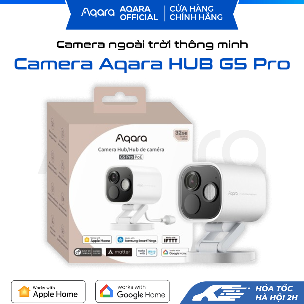 Camera HUB Aqara G5 Pro, PoE/Wifi, bản quốc tế, camera ngoài trời IP65, tương thích Matter, Homekit,