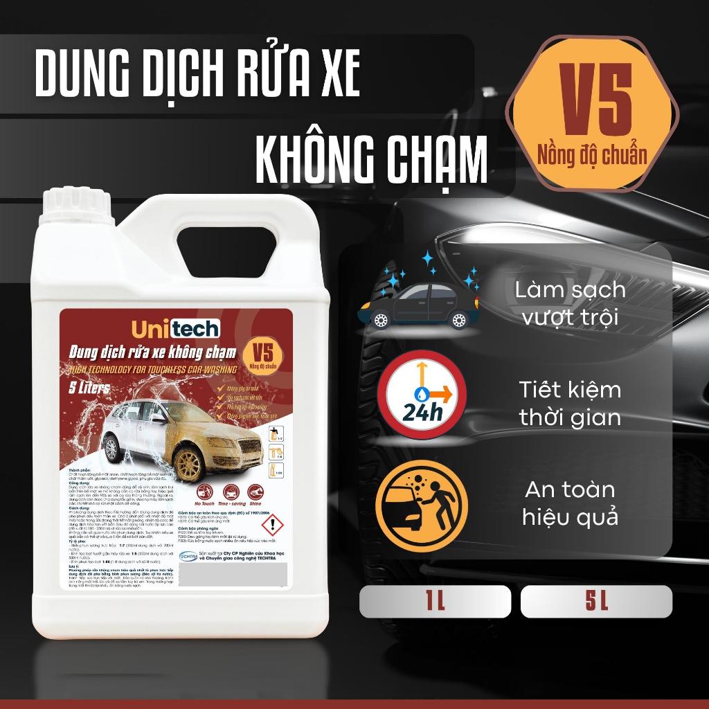 Nước rửa xe không chạm UNITECH V5 (5 lít) | Xà phòng rửa ô tô, xe máy bọt tuyết không chạm