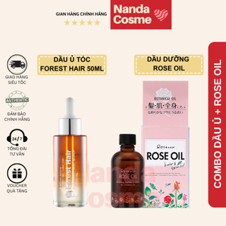[SĂN SALE] Combo Dầu dưỡng Rose Oil Botanical Nhật Bản và Dầu ủ Forest Hair Rosemary Oil siêu phục hồi và kích mọc tóc
