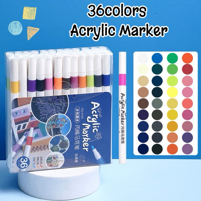 Bút màu Acrylic Marker Cao Cấp 36 Màu bút sơn Acrylic vẽ trên mọi chất liệu