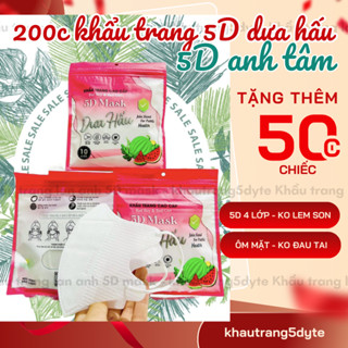 200c tặng 20c Khẩu trang 5D dưa hấu 4 LỚP,KT Anh Tâm Chống Bụi Mịn.Khẩu trang ôm mặt,chống tia UV