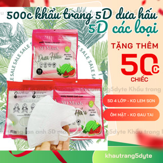 500C+20C Khẩu Trang 5D Dưa Hấu 4 Lớp Kháng Khuẩn, Khẩu Trang Anh Tâm,Chống Bụi Mịn, Chống Tia UV
