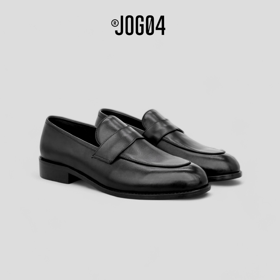 Giày Elegant Loafer EL1 - JOG04 , thiết kế lịch sự , da bò mộc , đế phíp gỗ cao 3cm ( EL1 )