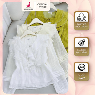  Áo Sơ Mi Voan Tơ Cổ Bèo Áo Kiểu Nữ Dài Tay Phong Cách Tiểu Thư Hàn Quốc N499 | XƯỞNG MAY NGỌC QUYÊN 