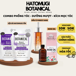 COMBO Gội xả HATOMUGI BOTANICAL Nhật Bản + Dầu Rose Oil Botanical + Ủ Forest Hair phồng tóc phục hồi