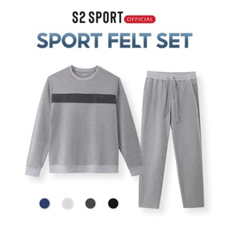 Bộ quần áo nỉ nam dài tay S2 SPORT thu đông, cotton USA phối quần jogger cạp chun - BNF.04