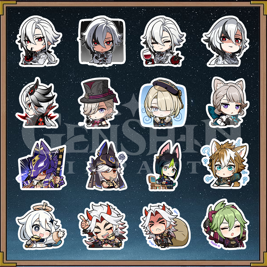 【Genshin impact】Set 16 sticker nhân vật Arataki Itto, Arlecchino, Cyno, Freminet, Gorou... – GSIP032