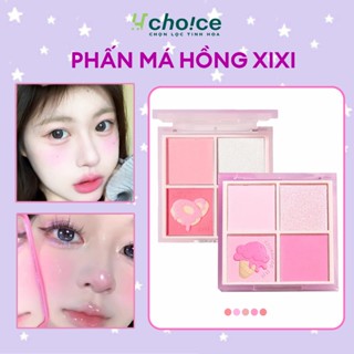 Phấn má hồng mịn lì XiXi 4 ô nhũ sáng highlight trang điểm tích hợp phấn mắt nhũ lì bền màu.