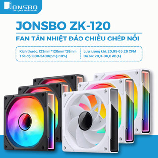 Bộ Ba Quạt Tản Nhiệt Jonsbo ZK-120 Fan Làm Mát LED ARGB Vô Cực Ghép Nối Không Dây Đảo Chiều Ồn Thấp