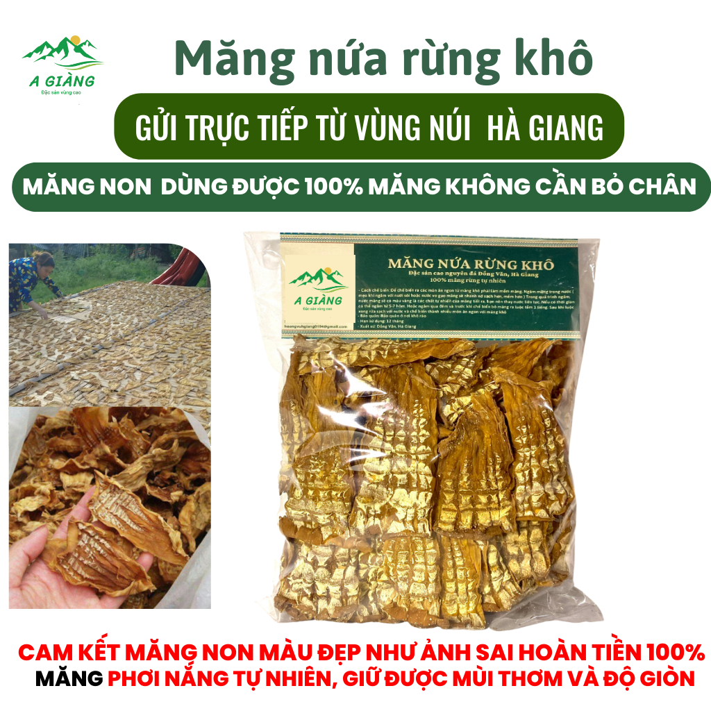 Măng nứa non khô Tây Bắc loại siêu non phơi nắng, măng khô rừng tự nhiên Hà Giang