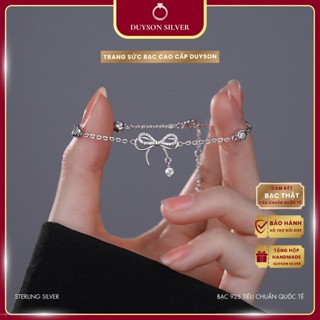 Lắc tay bạc nữ Duyson Silver, vòng tay nơ treo hạt đá nhẩy lấp lánh bạc 925 [LTKX33]