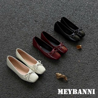 Giày Búp Bê MEYBANNI Mũi Vuông Đế Dẻo Da Mềm Phối Nơ Đi Êm Chân - C28