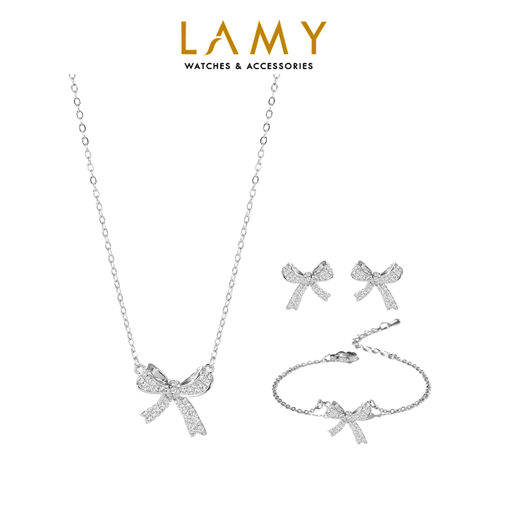Bộ trang sức LAMY dây chuyền vòng tay và khuyên tai Bow 6019-2030-3028