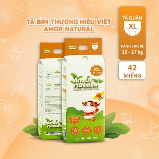 (Không Quà) COMBO 2 BỊCH tã/bỉm DÁN Amor Natural Việt Nam, mỏng, thấm, dễ chịu size NB tới 4XL.