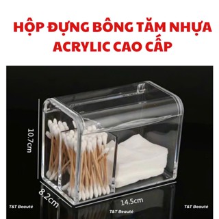  Hộp Đựng Bông Tăm Dành Cho Spa Kệ Cắm Cọ Trang Điểm Makeup Bằng Nhựa Acrylic Cao Cấp 