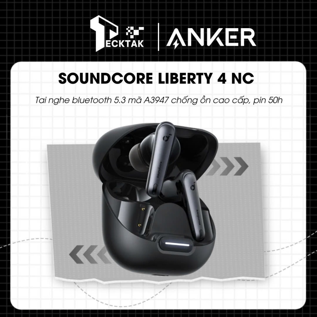 Tai nghe không dây Bluetooth Anker Soundcore Liberty 4 NC A3947 chống ồn cao cấp, pin 50h, hires, bl