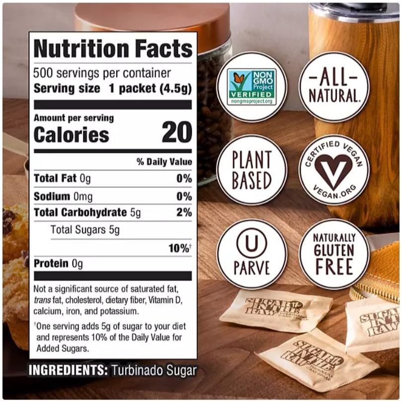 Đường Nâu Sugar In The Raw Turbinado Cane Sugar Hộp 500 Gói của Mỹ