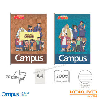  Vở  Tập  Học Sinh Gáy Keo Conan Group Kẻ Ngang Có Chấm 7mm 200 Trang Khổ A4 Chính Hãng Campus 