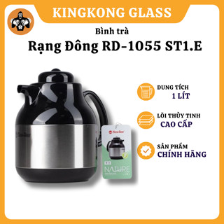 Bình pha trà lõi giữ nhiệt thủy tinh Rạng Đông RD-1055 ST1.E dung tích 1 Lít, nắp bật chống rò rỉ nước đảm bảo an toàn