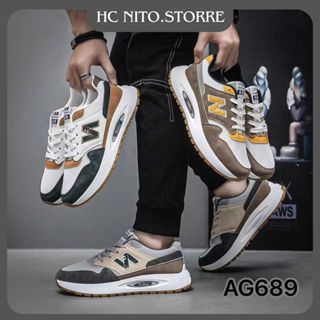 HC nito.store1 Giày Thể Thao Nam QC23,Giày Chữ N Nâu Trắng Hàng Trung Cao Cấp Thời Trang  Mẫu Mới 2025 giày nam thể thao